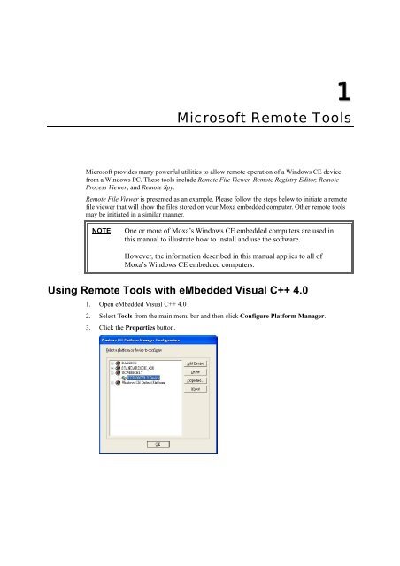 Windows CE Remote Tools for MOXA's Embedded Computers