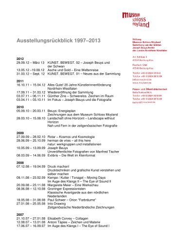 Ausstellungen 1997â2012 (PDF) - Museum Schloss Moyland