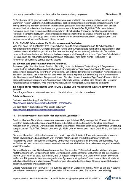 Trau, schau wem! - Newsletter 04 / 2012 - m-privacy GmbH