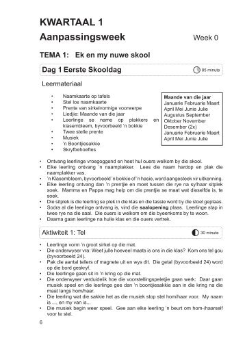 KWARTAAL 1 Aanpassingsweek