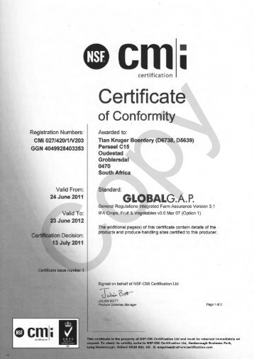 OUR CMI CERTIFICATIONS: CLICK HERE TO ... - gogo fruit