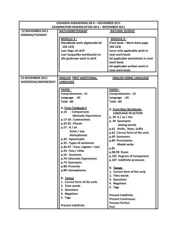 EKSAMEN AFBAKENING GR 6 – NOVEMBER 2011 EXAMINATION ...