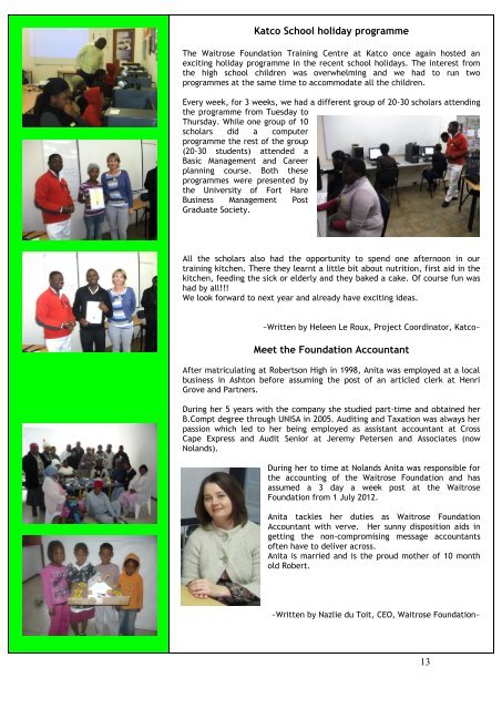 Waitrose Foundation Newsletter - South Africa