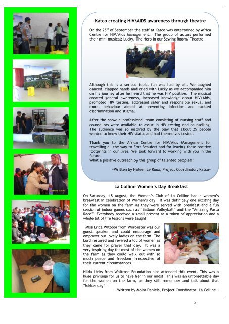 Waitrose Foundation Newsletter - South Africa
