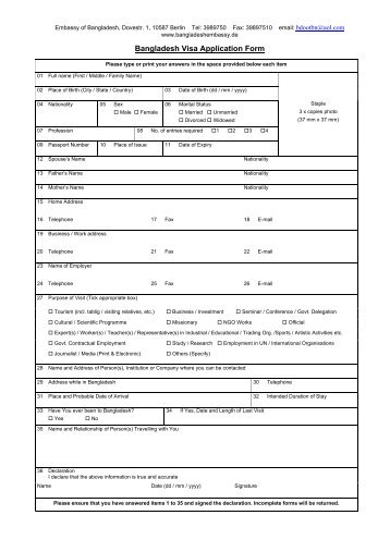 Bangladesh Visa Application Form - Ms-consulting-gmbh.de