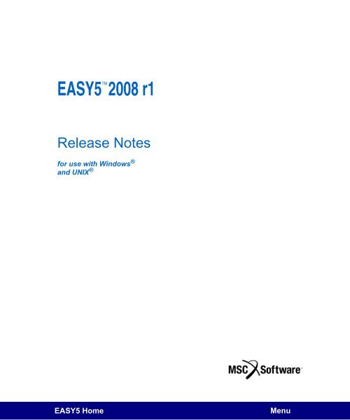 Relase Notes for Windows and Unix - MSC Software