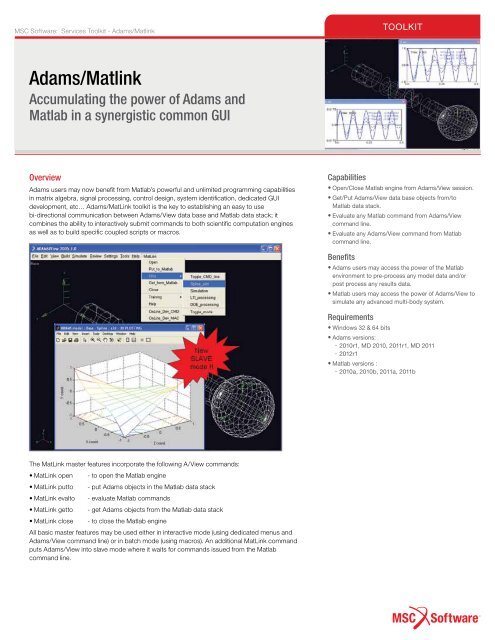 Adams/Matlink Toolkit V2010r2 - MSC Software