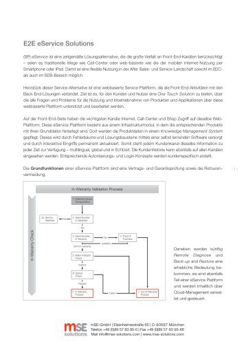 PDF: E2E eService Solutions - mSE Solutions