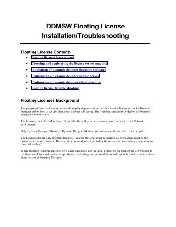 DDMSW Floating License Installation/Troubleshooting - MSC Software