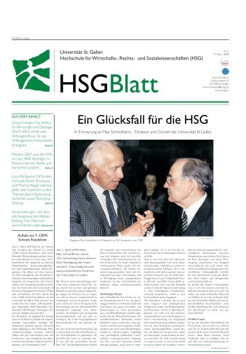 Ein Glücksfall für die HSG - Max Schmidheiny-Stiftung