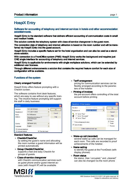 Hospix Entry Hospix Entry Msi Telesolutions