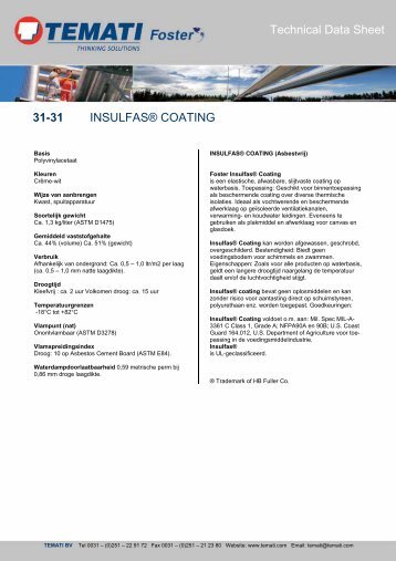 31-31 INSULFAS® COATING Technical Data Sheet - Temati