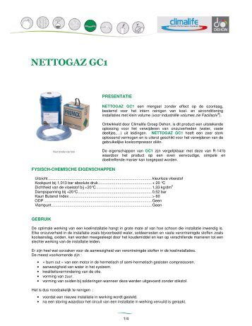 Productfiche Nettogaz GC1 (.pdf - 591 Ko) - Climalife - Dehon