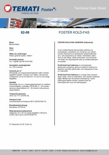 82-08 FOSTER KOLD-FAS Technical Data Sheet - Temati