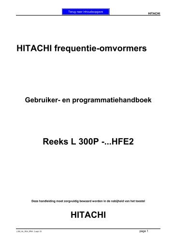 HITACHI frequentie-omvormers Reeks L 300P -...HFE2 HITACHI