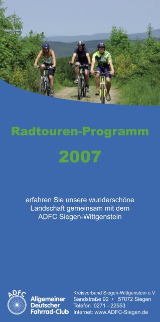 Radtouren-Programm 2007.indd - ADFC Siegen-Wittgenstein