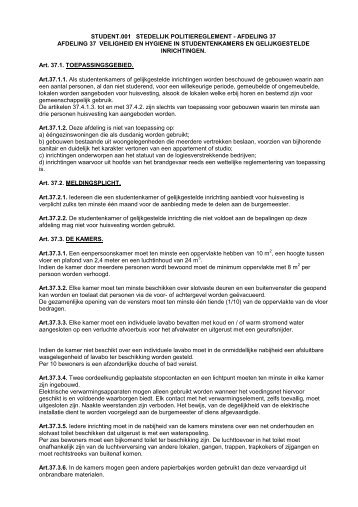 Stedelijk politiereglement afd.37 m.b.t studentenkamers - Mechelen