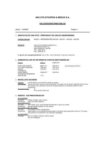 MSDS KALEI KA100-KA101-KA102-KA103 - 14 08 08 - Eco-logisch