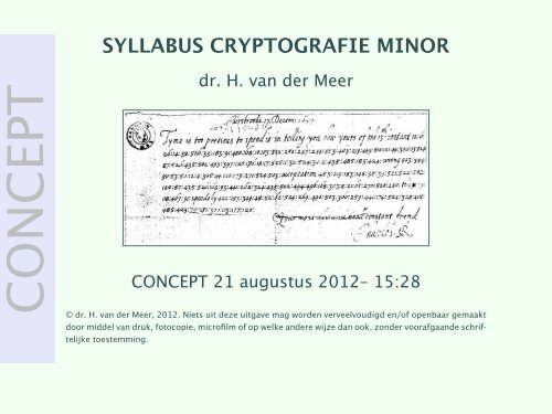 SYLLABUS CRYPTOGRAFIE MINOR - Universiteit van Amsterdam