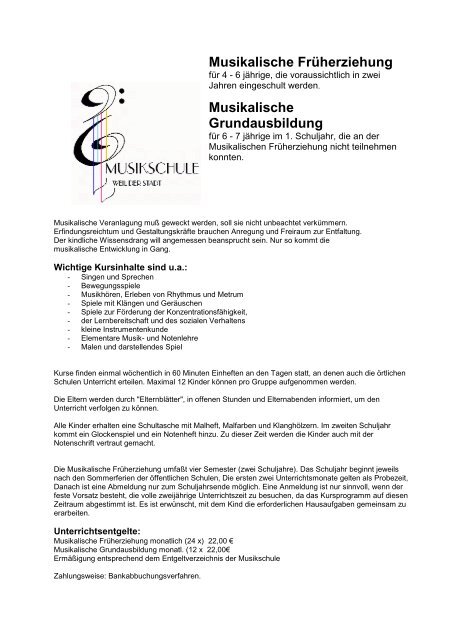 Musikalische Fruherziehung Musikschule Weil Der Stadt