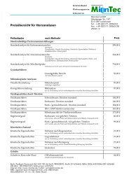 Preisübersicht für Harzanalysen - MionTec