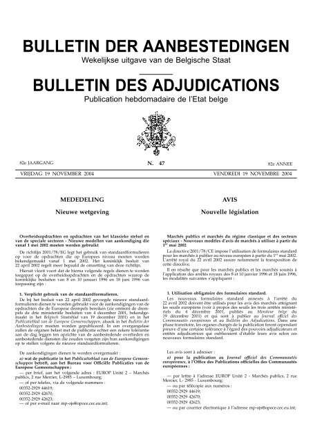 bulletin der aanbestedingen bulletin des adjudications - The Public ...