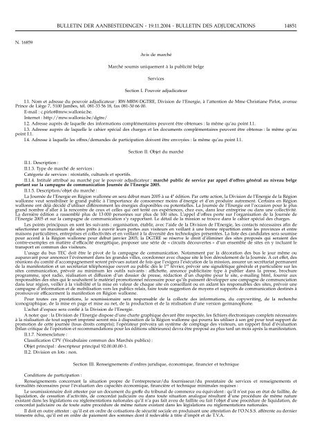 bulletin der aanbestedingen bulletin des adjudications - The Public ...