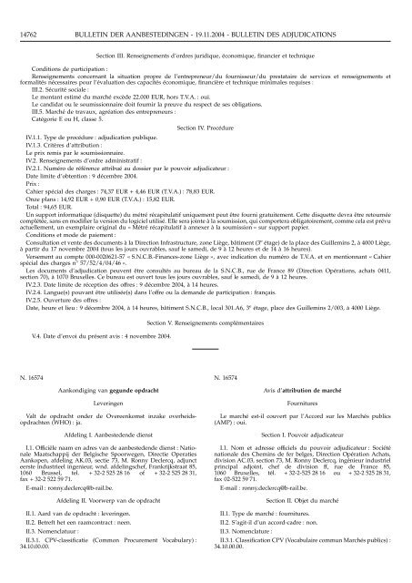 bulletin der aanbestedingen bulletin des adjudications - The Public ...