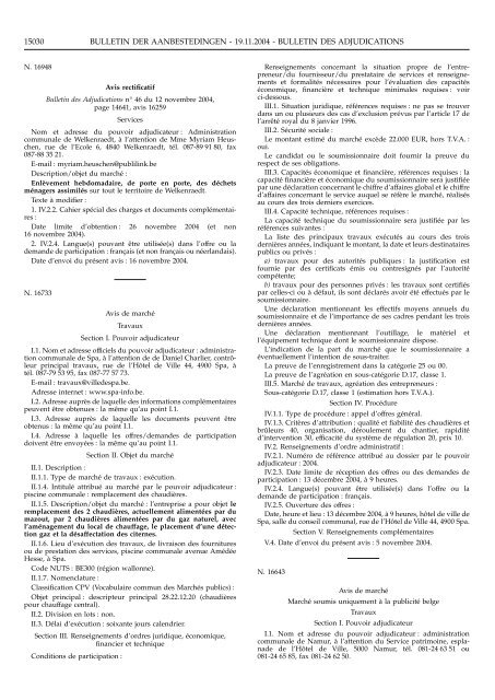 bulletin der aanbestedingen bulletin des adjudications - The Public ...