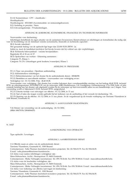 bulletin der aanbestedingen bulletin des adjudications - The Public ...