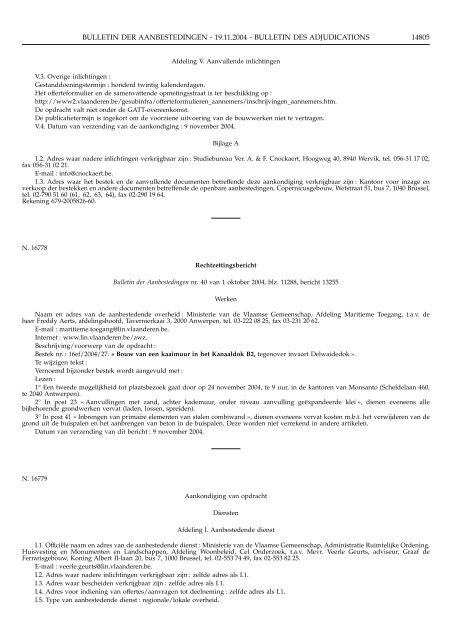 bulletin der aanbestedingen bulletin des adjudications - The Public ...