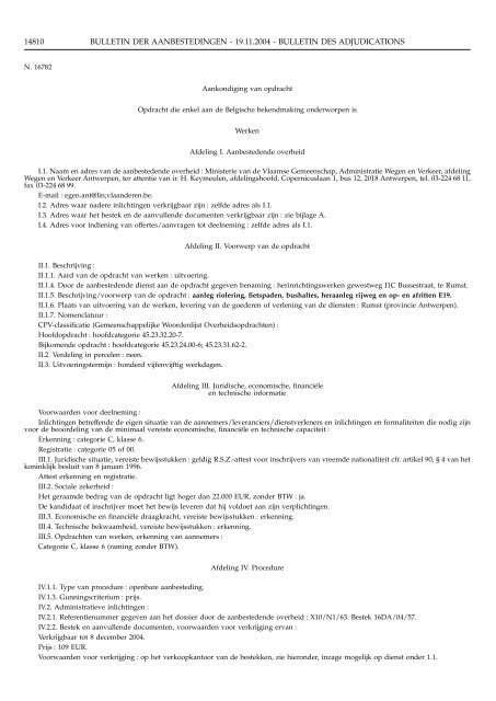 bulletin der aanbestedingen bulletin des adjudications - The Public ...