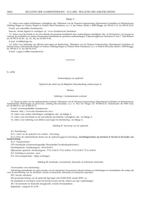 bulletin der aanbestedingen bulletin des adjudications - The Public ...