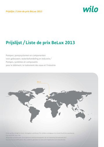 Prijslijst / Liste de prix BeLux 2013 - WILO