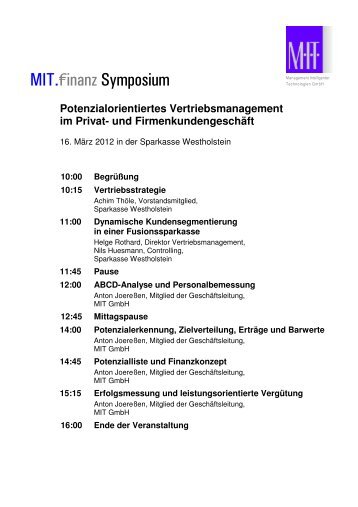 Veranstaltungsprogramm (pdf) - MIT - Management Intelligenter ...
