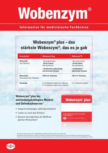 WobenzymÂ® plus â das stÃ¤rkste WobenzymÂ®, das ... - Mucos Pharma