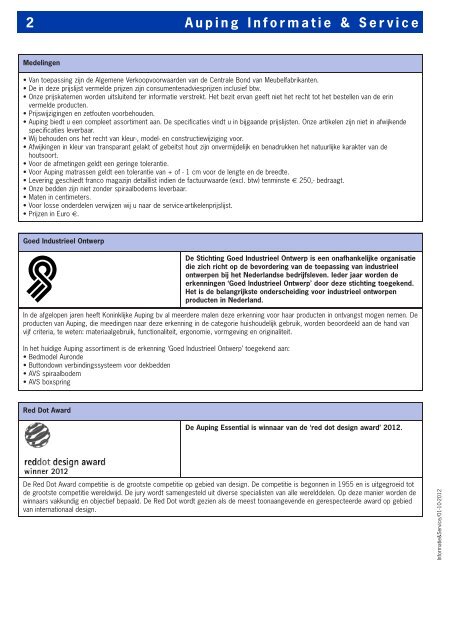 Informatie A4 - Auping Service Manual