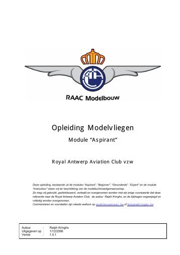 Opleiding Modelvliegen - Royal Antwerp Aviation Club