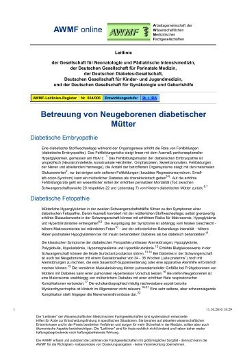 Betreuung von Neugeborenen diabetischer Mütter - AWMF