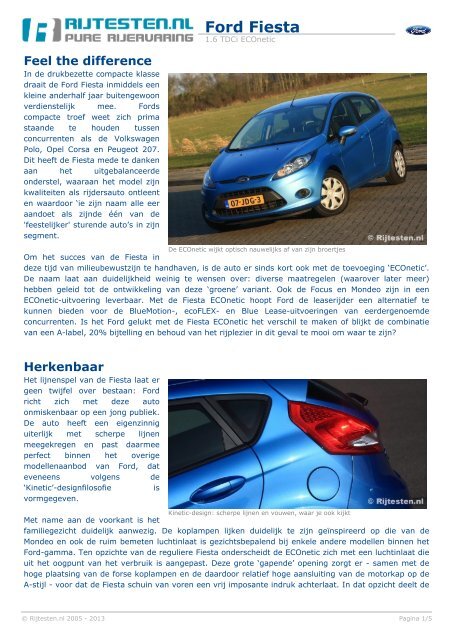 Rijtesten.nl: test Ford Fiesta