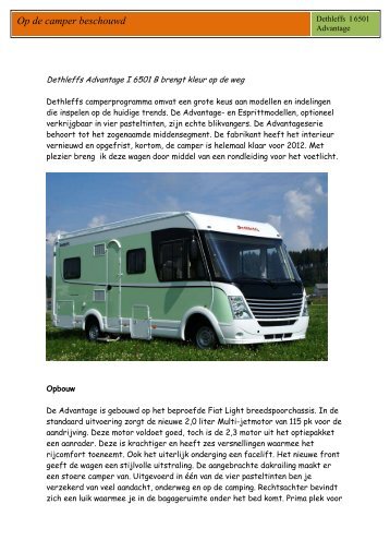 Dethleffs Advantage I 6501 B - Op de camper beschouwd