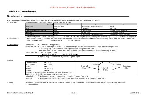 1 - Geburt und Neugeborenes Normalgeborene - sTs-net.de