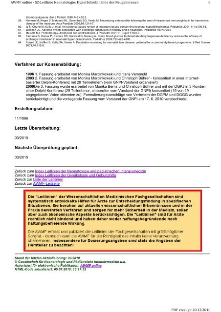 Hyperbilirubinämie des Neugeborenen - Diagnostik und ... - AWMF