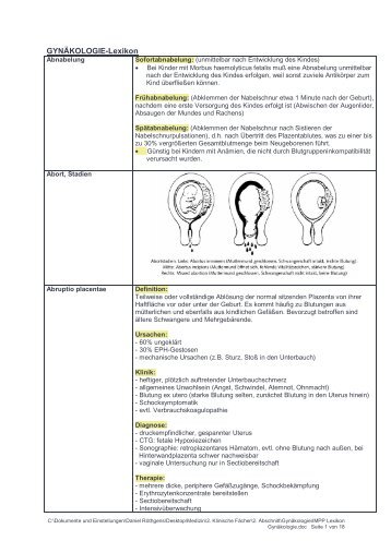 GYNÄKOLOGIE-Lexikon - Biochemie - Nachhilfe