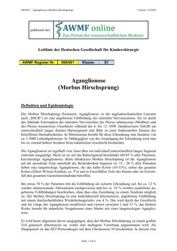 Aganglionose (Morbus Hirschsprung) - AWMF