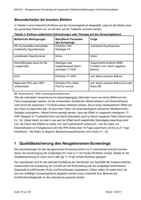 Neugeborenen-Screening auf angeborene ... - AWMF