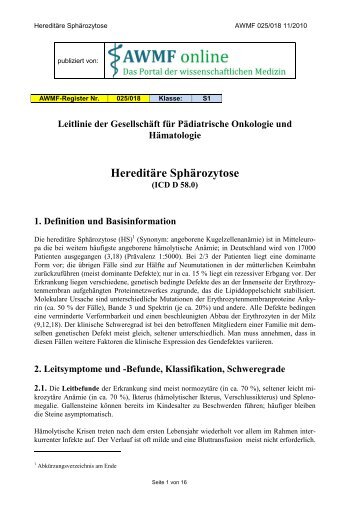 Hereditäre Sphärozytose - AWMF