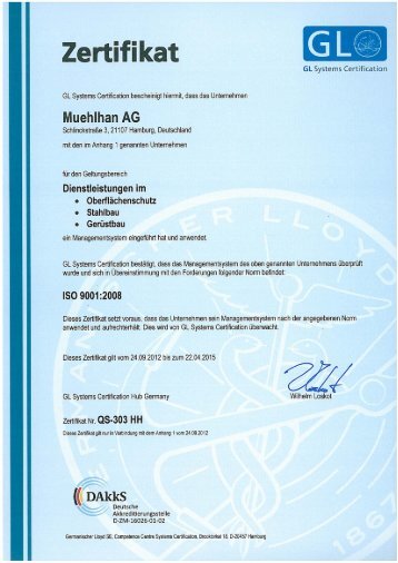 ISO 9001:2008, Deutsche Version - Muehlhan AG