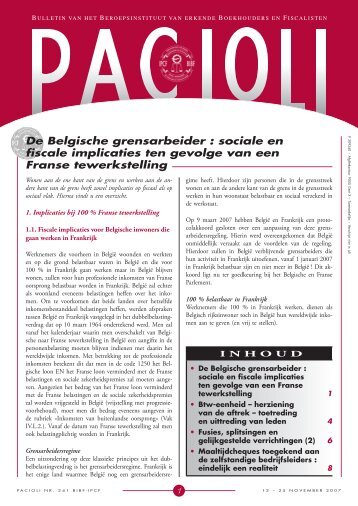 De Belgische grensarbeider : sociale en fiscale implicaties ... - BIBF