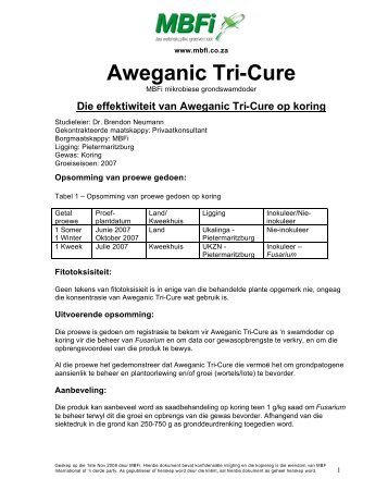 Die effektiwiteit van Aweganic Tri-Cure op koring - MBFi